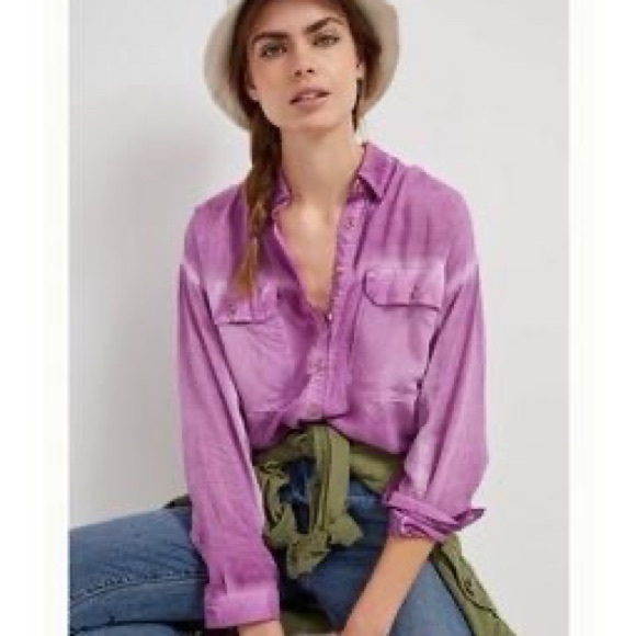 Pilcro Tops - Pilcro Anthropologie Relaxed Button Down Shirt in Faded Mulberry  Size Medium